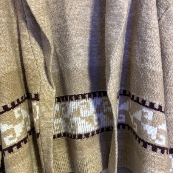 Lucky Brand Women's Beige Southwestern Aztec Shawl Collar Cardigan Size L - Picture 4 of 7